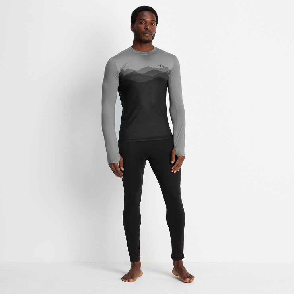 Snowdon Mens Thermal Crew Neck Base Layer - Grey Mountain Print - Image 3