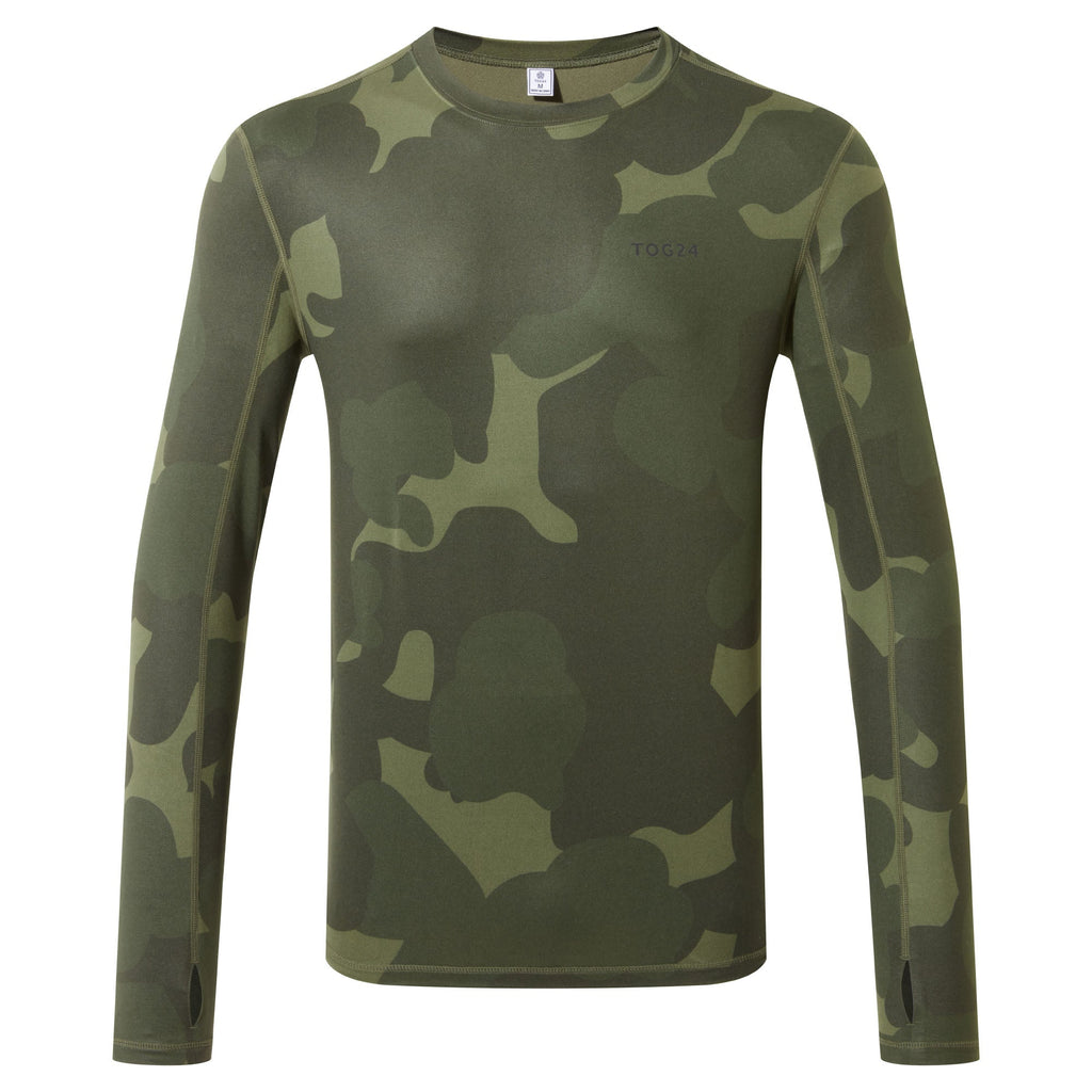 Snowdon Mens Thermal Crew Neck Base Layer - Khaki Pixelated Camo - Image 5