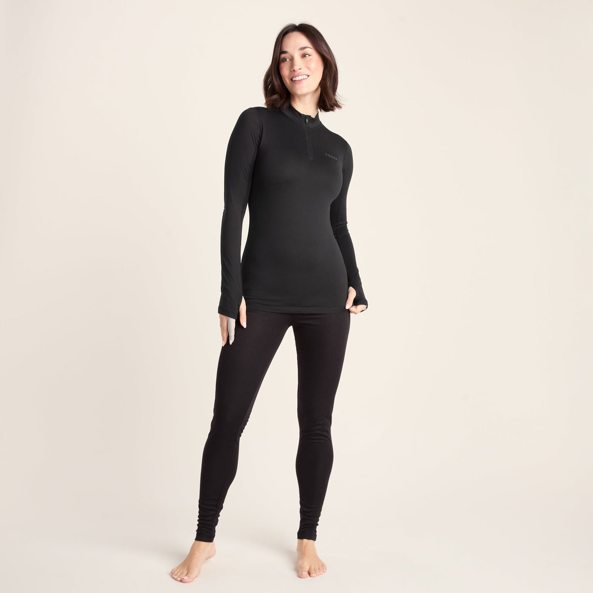 Snowdon Womens Thermal Base Layer Quarter Zip - Black - Image 6