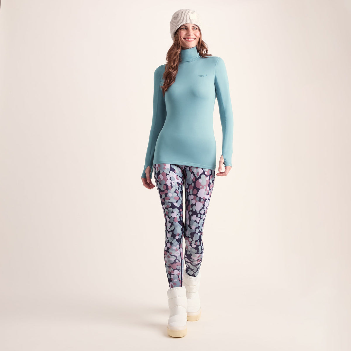 Snowdon Womens Thermal Roll Neck Base Layer - Mist Grey - Image 2