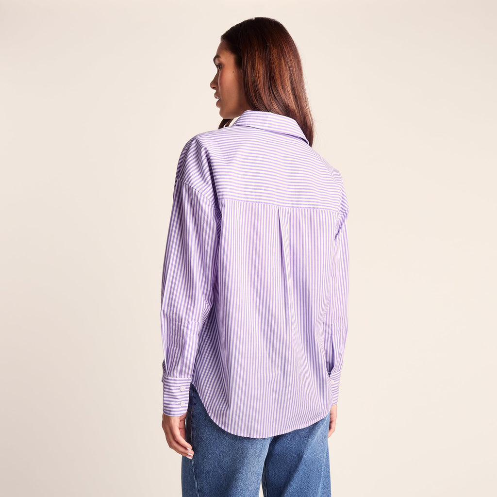 Sofia Womens Long Sleeve Oversized Shirt - Lilac Blossom - Image 4