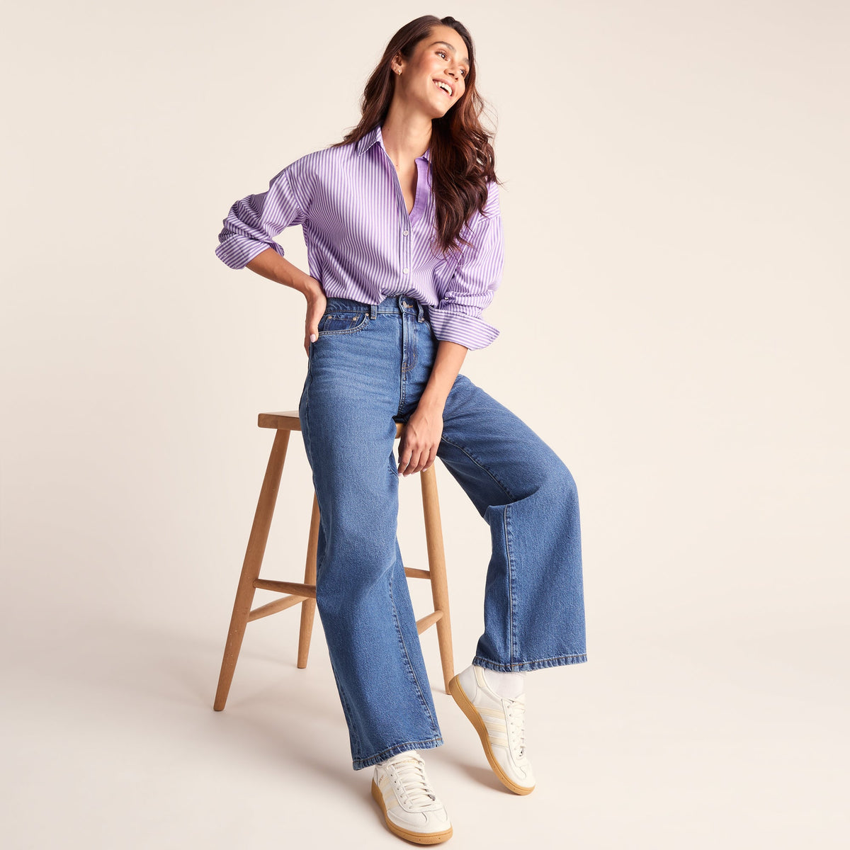 Sofia Womens Long Sleeve Oversized Shirt - Lilac Blossom - Image 5