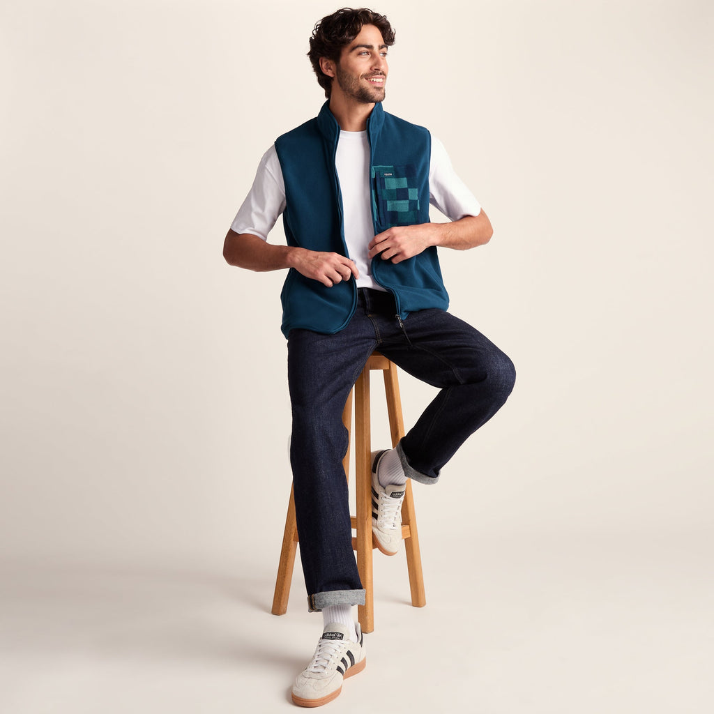 Stark Mens Relaxed Fit Microfleece Gilet - Inky Blue - Image 4