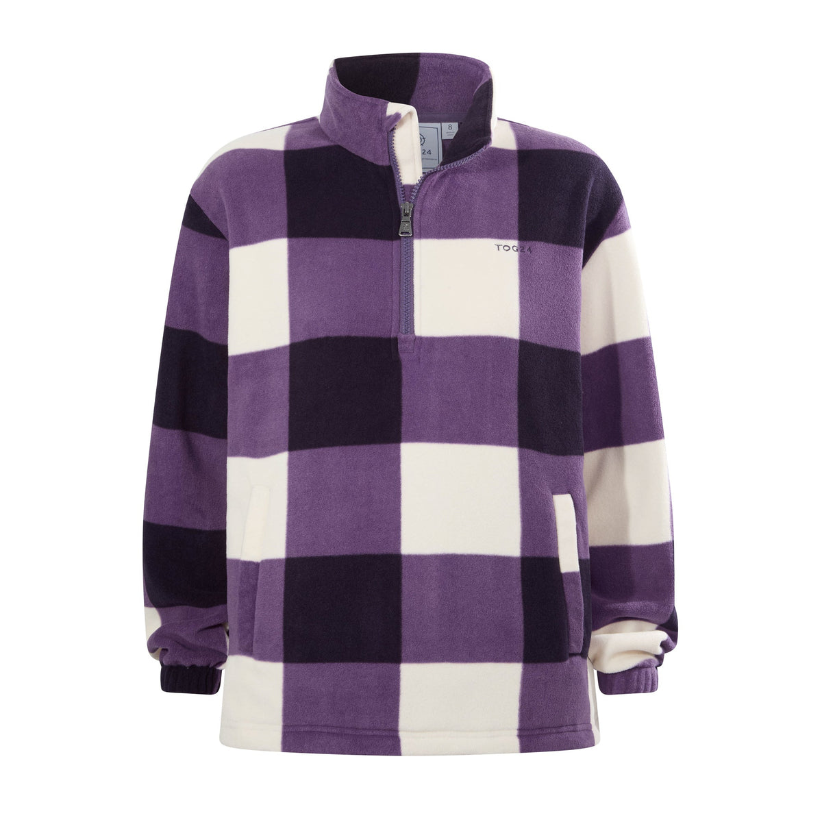 Stones Womens Checkerboard Half Zip Fleece Pullover - Smokey Purple Gingham - Image 6
