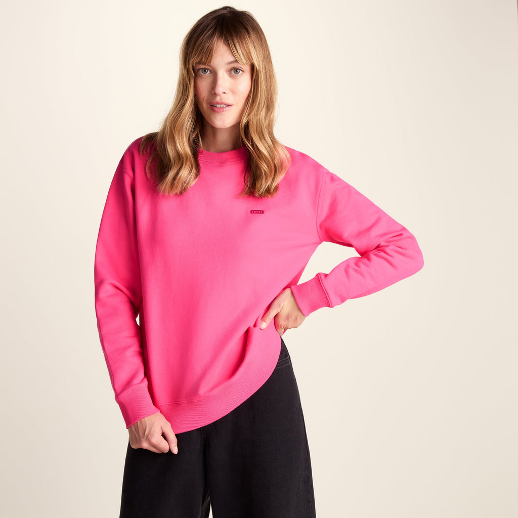 Tia Womens Heavyweight 100% Cotton Crew Neck Sweatshirt - Rich Pink