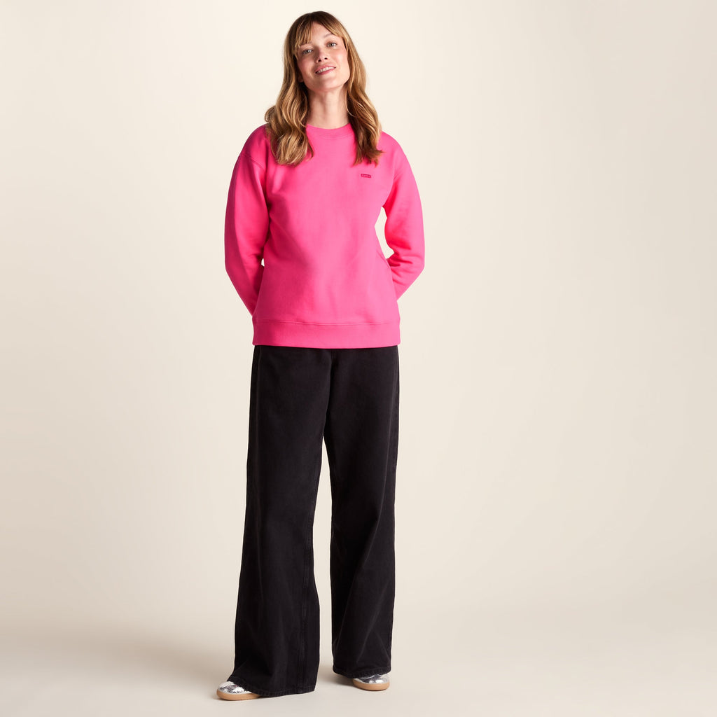 Tia Womens Heavyweight 100% Cotton Crew Neck Sweatshirt - Rich Pink - Image 2