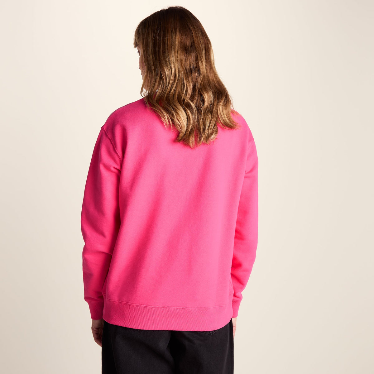 Tia Womens Heavyweight 100% Cotton Crew Neck Sweatshirt - Rich Pink - Image 3