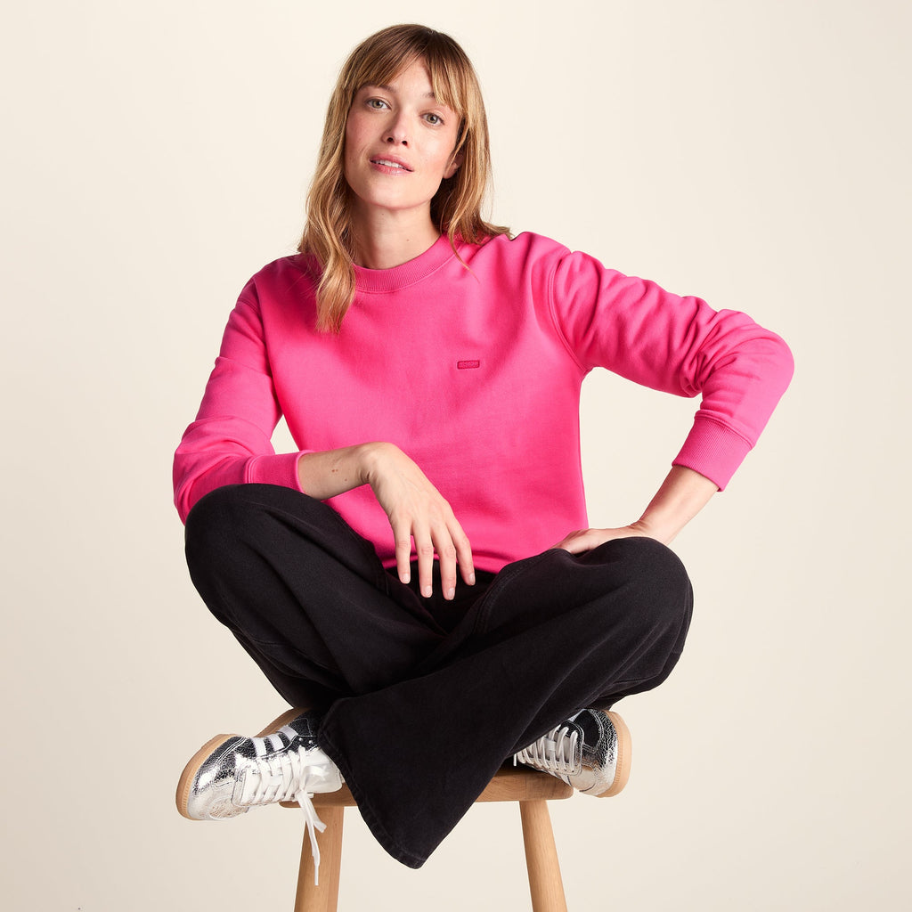 Tia Womens Heavyweight 100% Cotton Crew Neck Sweatshirt - Rich Pink - Image 4