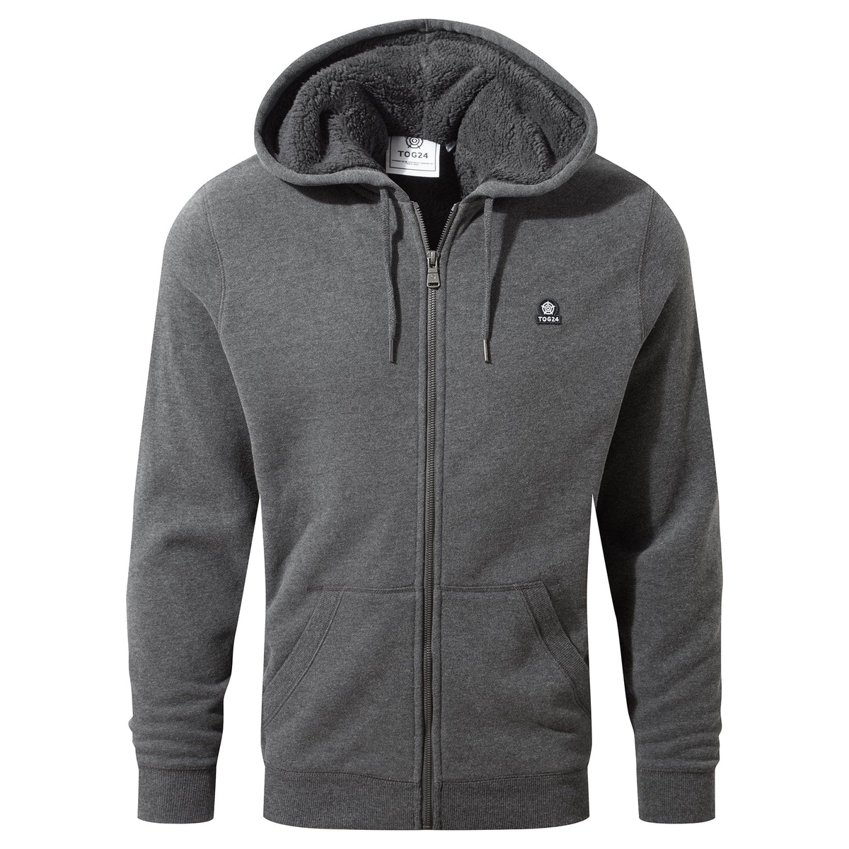 Timble Mens Sherpa Fleece Lined Hoody - Dark Grey Marl - Image 7