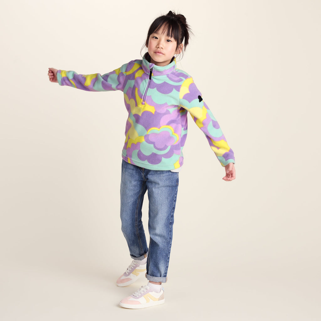 Toffolo Kids Zipneck Fleece - Lilac Cloud Print - Image 2