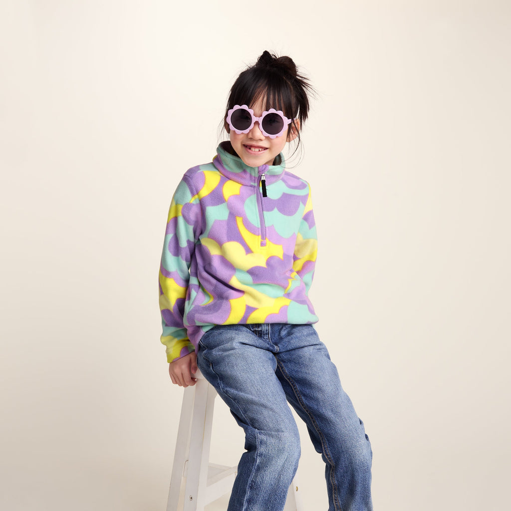 Toffolo Kids Zipneck Fleece - Lilac Cloud Print - Image 4