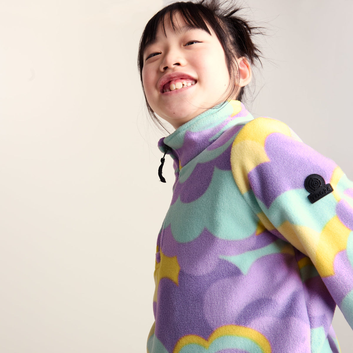 Toffolo Kids Zipneck Fleece - Lilac Cloud Print - Image 5