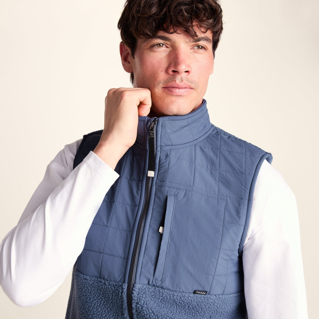 Tony Mens Padded Sherpa Gilet - Smokey Blue - Image 5