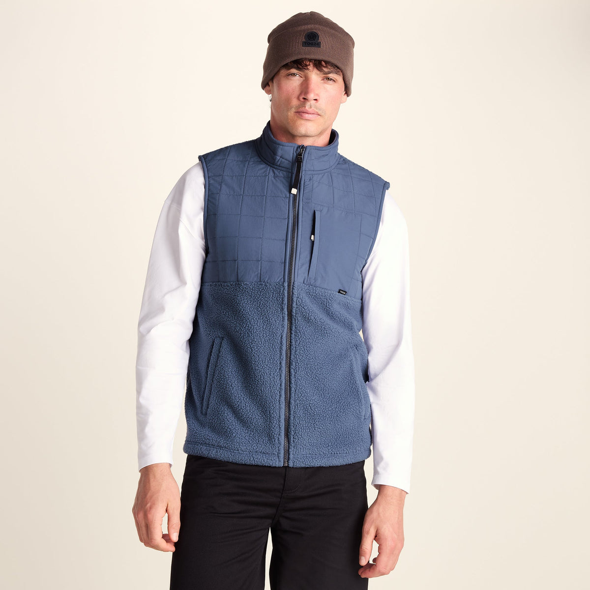 Tony Mens Padded Sherpa Gilet - Smokey Blue - Image 6