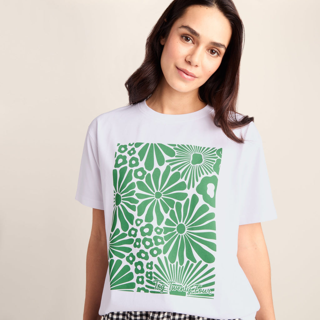 Trissy Womens Premium Supersoft Relaxed Fit T-Shirt - Optic White/Green - Image 5