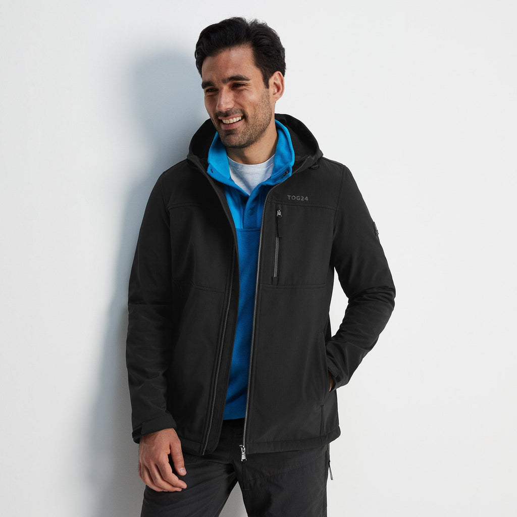 Truro Mens Hooded Softshell Jacket - Black - Image 5
