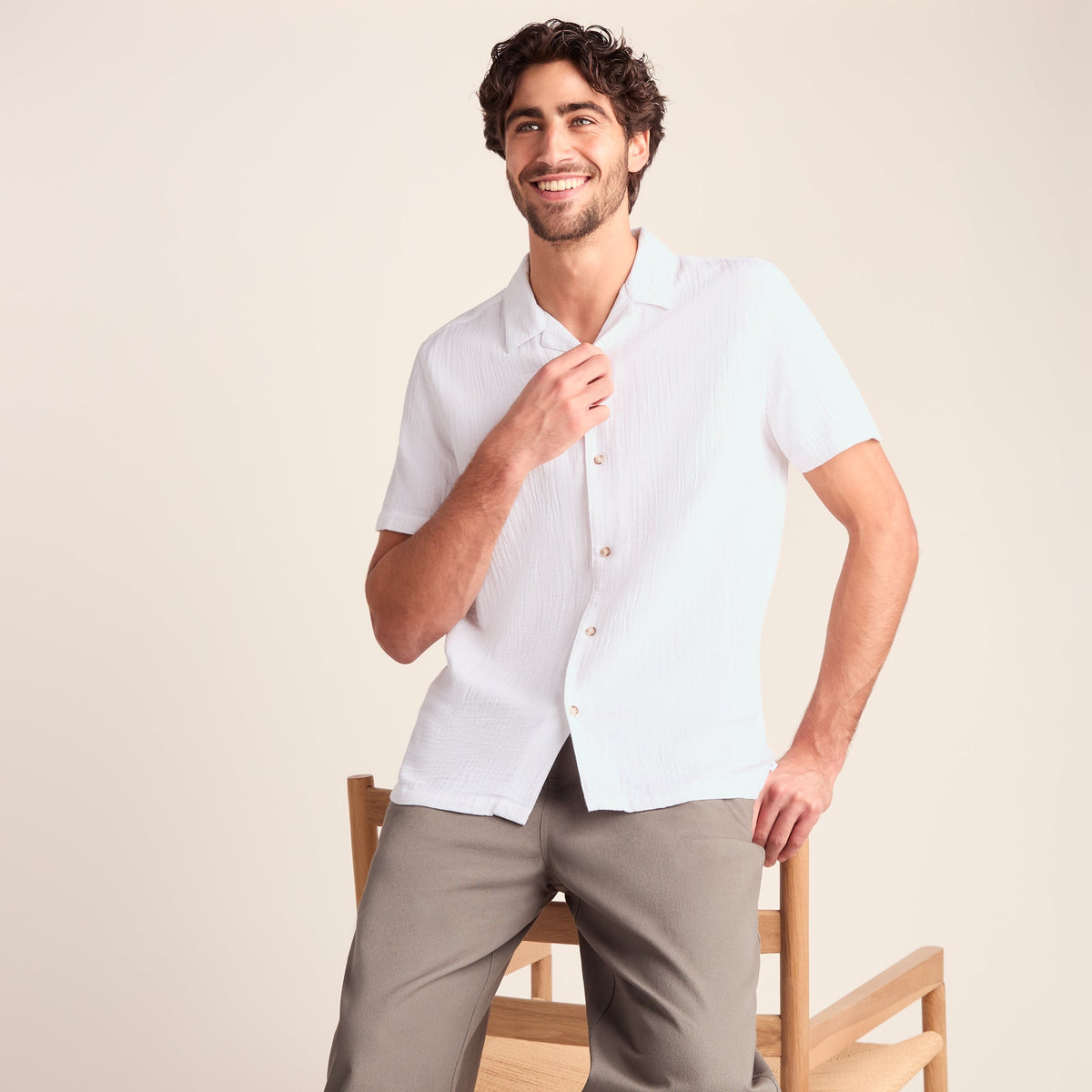 Valtos Mens Short Sleeve Supersoft Shirt - Optic White - Image 5