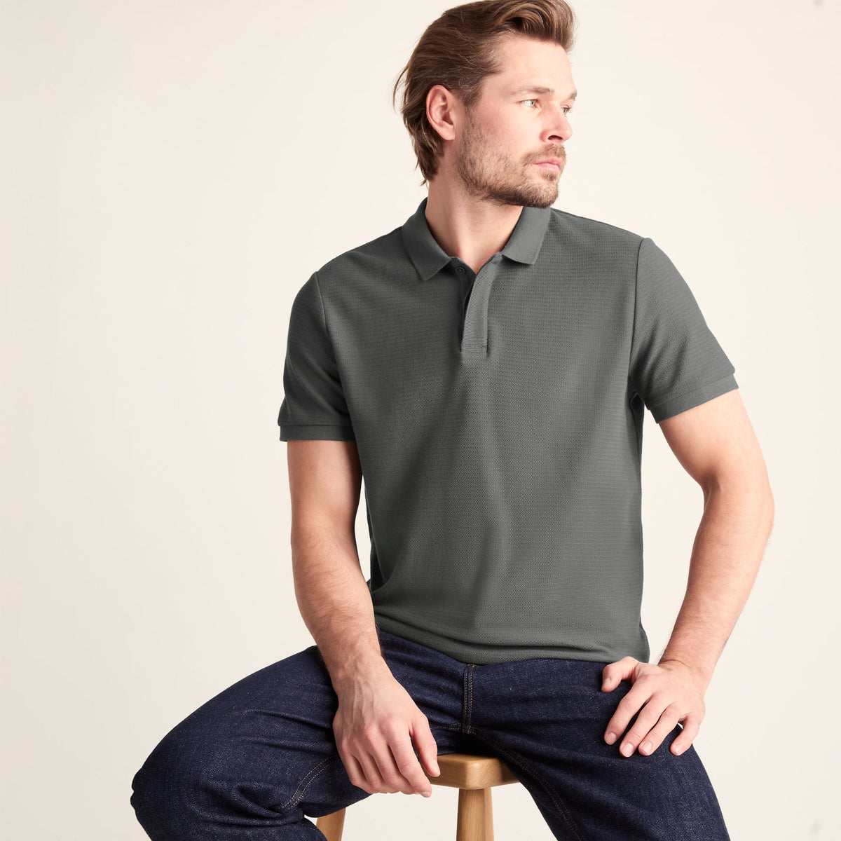 Varris Mens 100% Cotton Supersoft Polo Shirt - Deep Slate - Image 4