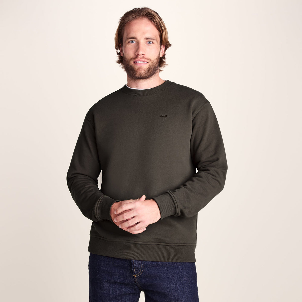 Warren Mens Relaxed Fit 100% Cotton Heavyweight Sweat - Ash Brown