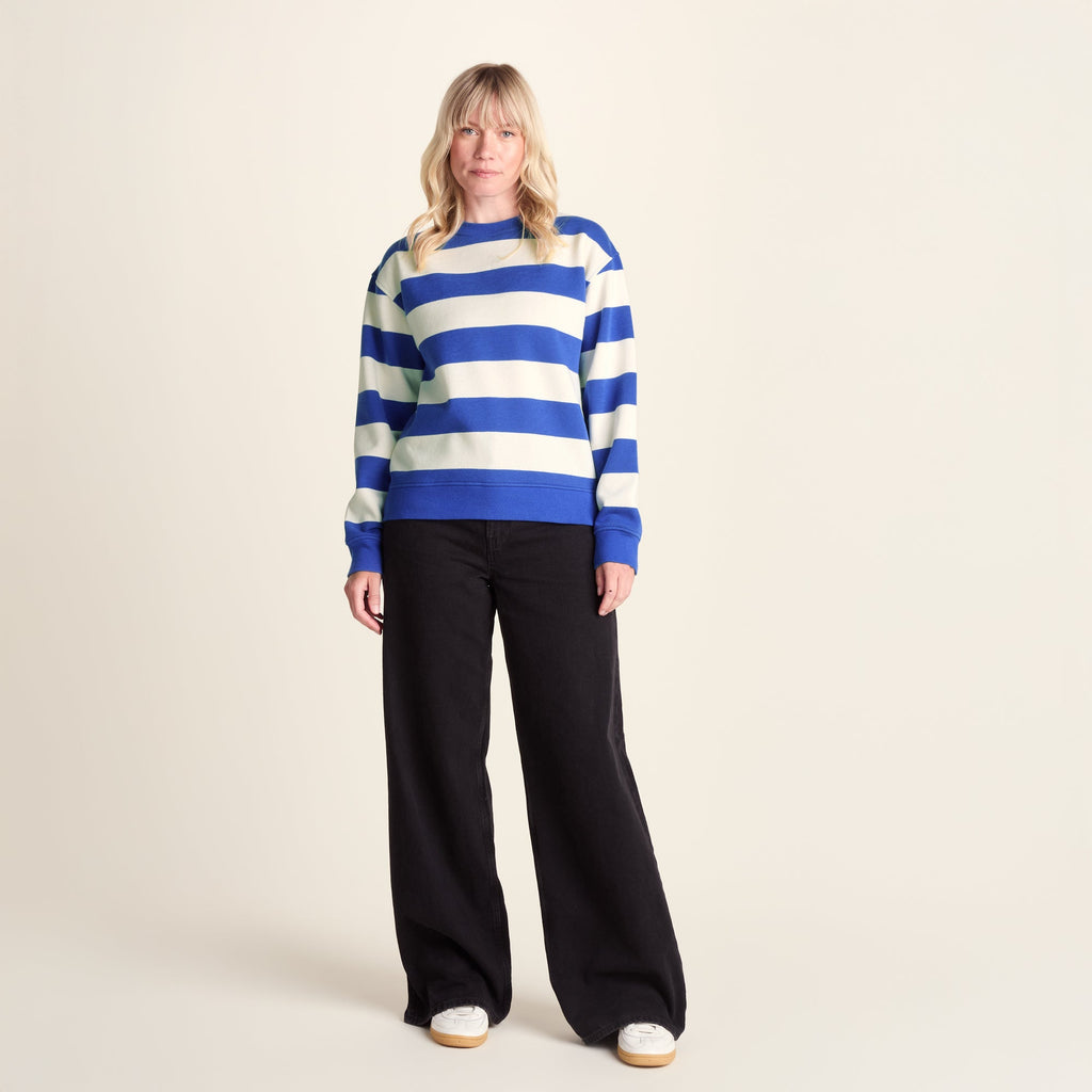Yuri Womens Supersoft Crew Neck Striped Sweatshirt - Cobalt Stripe - Image 3