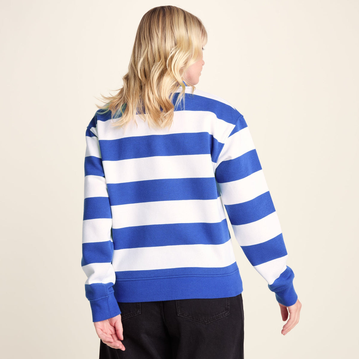Yuri Womens Supersoft Crew Neck Striped Sweatshirt - Cobalt Stripe - Image 4