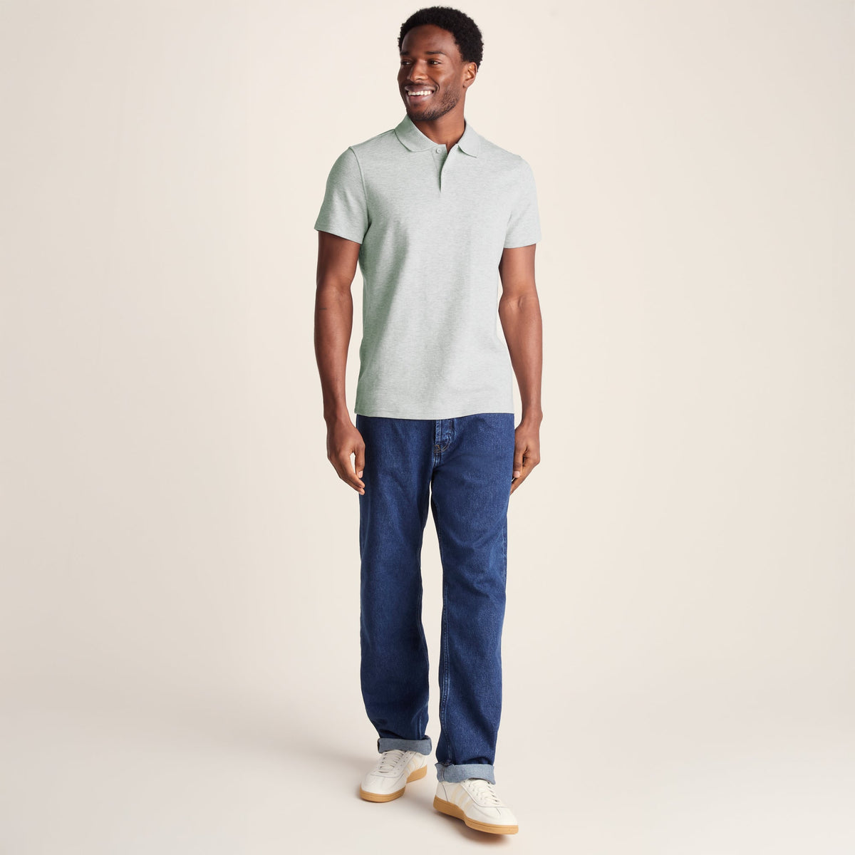 Zaden Mens Polo Shirt - Light Grey Marl - Image 2
