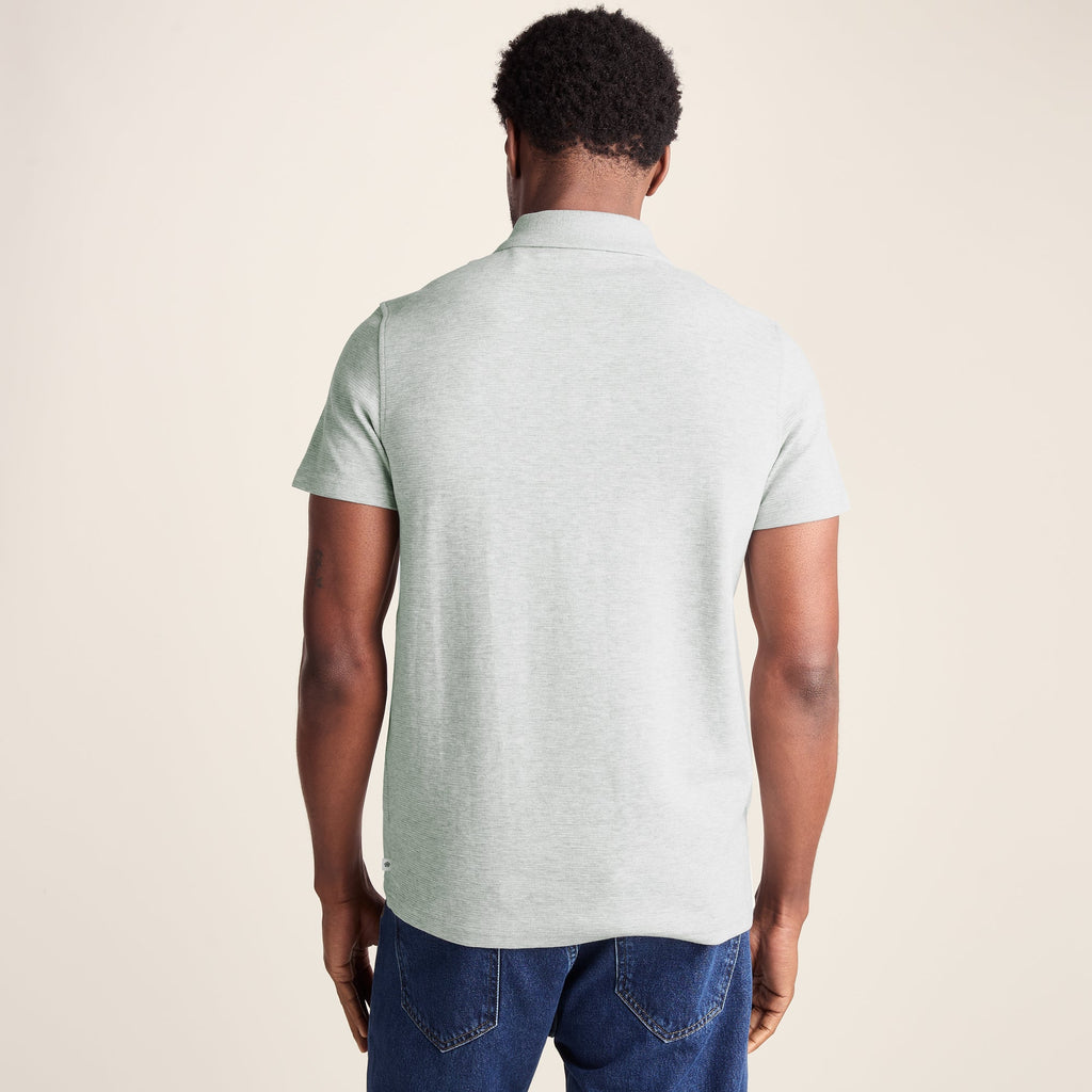 Zaden Mens Polo Shirt - Light Grey Marl - Image 3