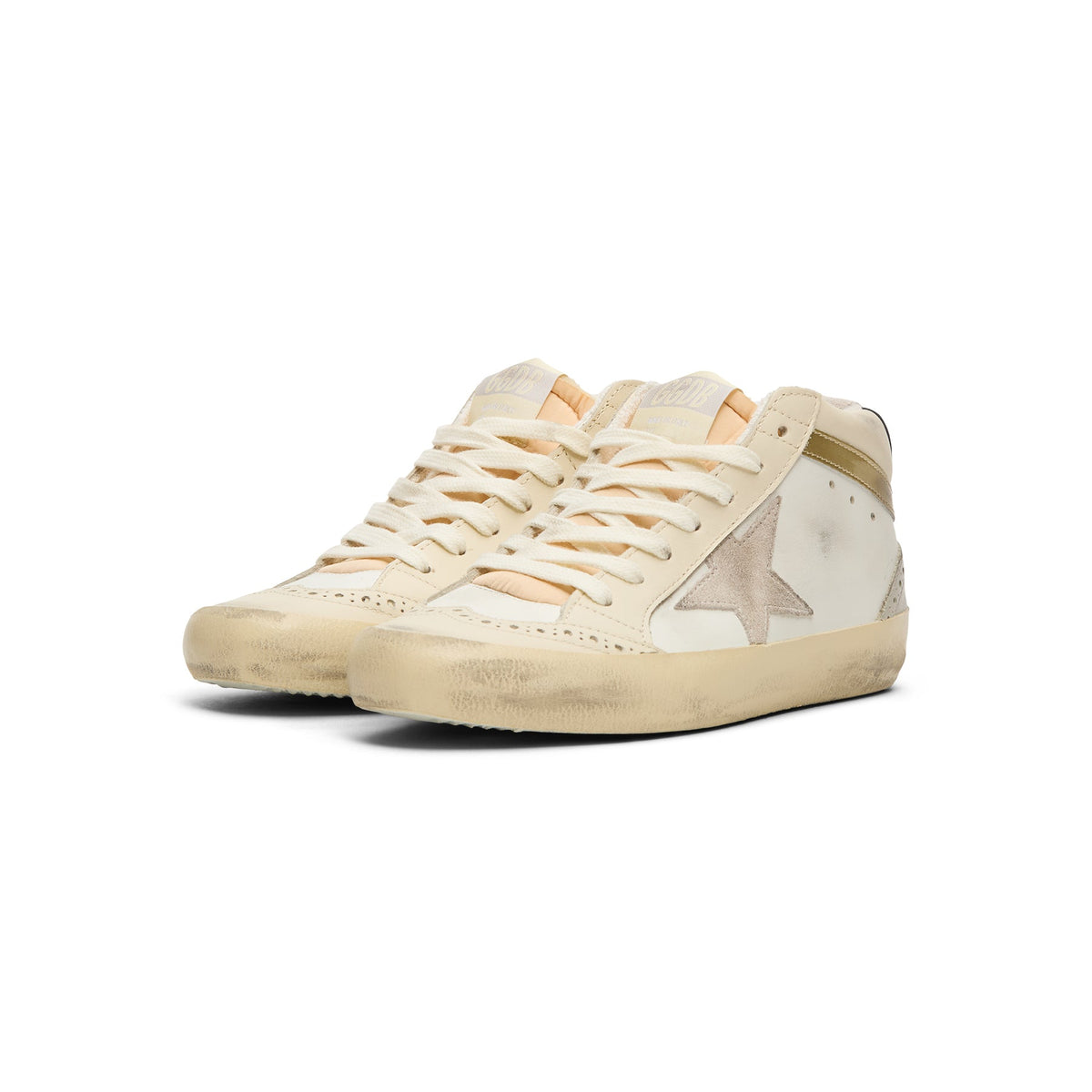Golden Goose Mid Star Leather Upper And Heel (White/Ivory/Light Lilac/Light Grey/Gold/Black) - Image 3