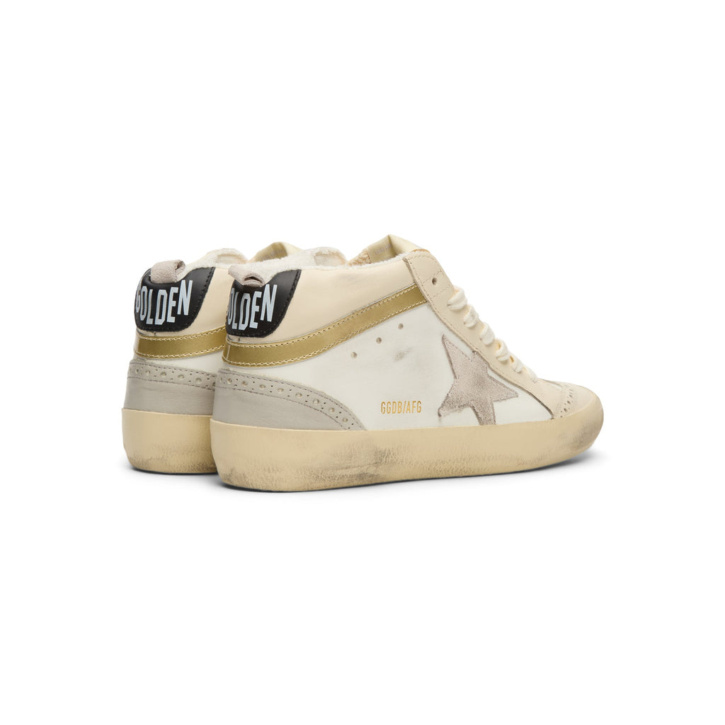 Golden Goose Mid Star Leather Upper And Heel (White/Ivory/Light Lilac/Light Grey/Gold/Black) - Image 4