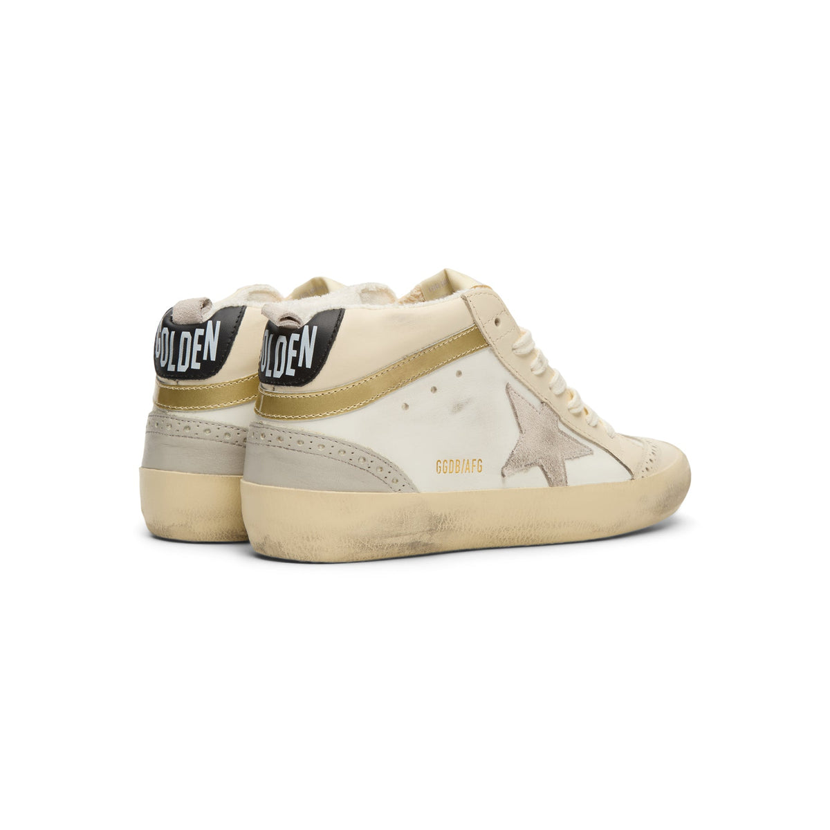 Golden Goose Mid Star Leather Upper And Heel (White/Ivory/Light Lilac/Light Grey/Gold/Black) - Image 4