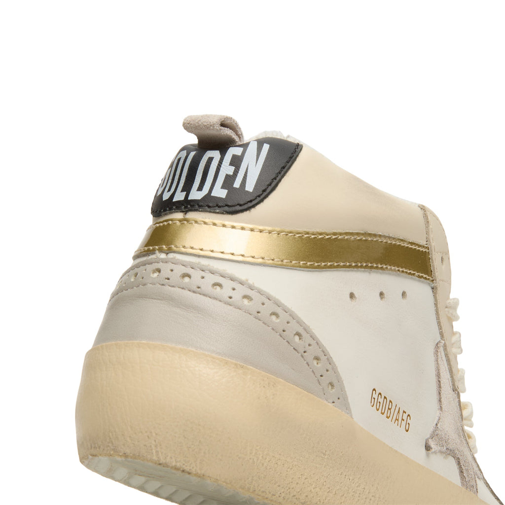 Golden Goose Mid Star Leather Upper And Heel (White/Ivory/Light Lilac/Light Grey/Gold/Black) - Image 9