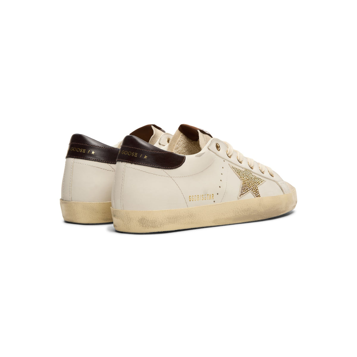 Golden Goose Super-Star Leather Upper Star And Heel (White/Coffee Brown/Seedpearl) - Image 4
