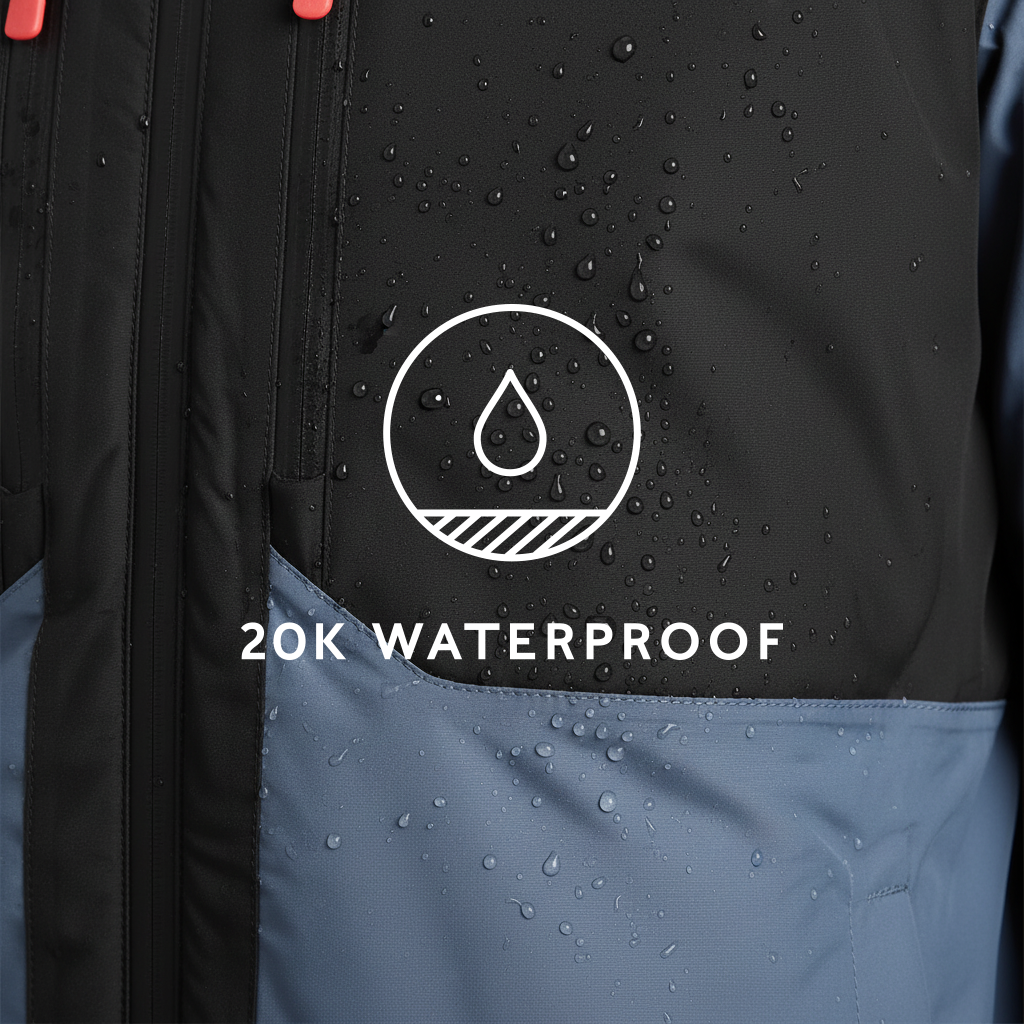 Avoriaz Mens Performance Waterproof Insulated Ski Jacket - Black/Fjord Blue - Image 20