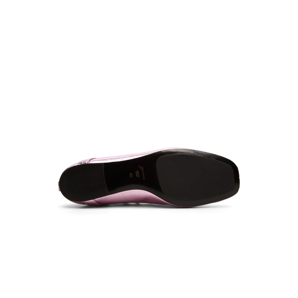 GANNI Eyelets Lace Up Ballerina Crinkle Metallic (Cameo Pink) - Image 5