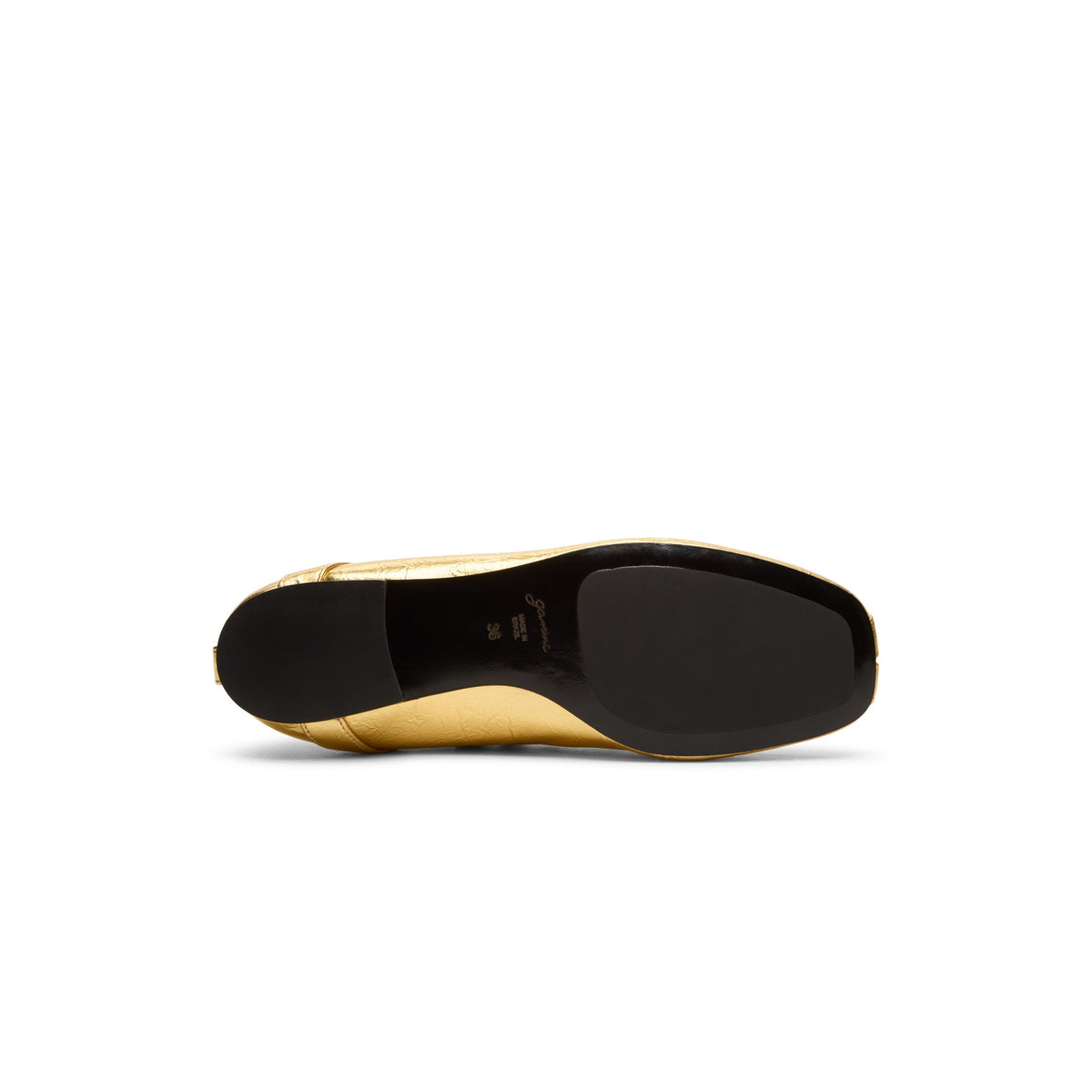 GANNI Eyelets Lace Up Ballerina Crinkle Metallic (Gold) - Image 5