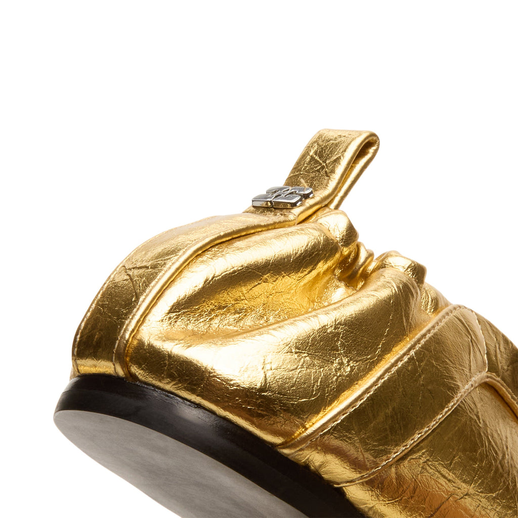 GANNI Eyelets Lace Up Ballerina Crinkle Metallic (Gold) - Image 8