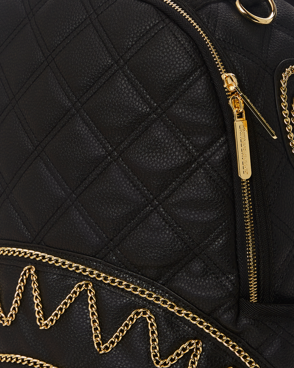 Noir Quilt Gold Chain Shark Backpack (Dlxv) - Image 11