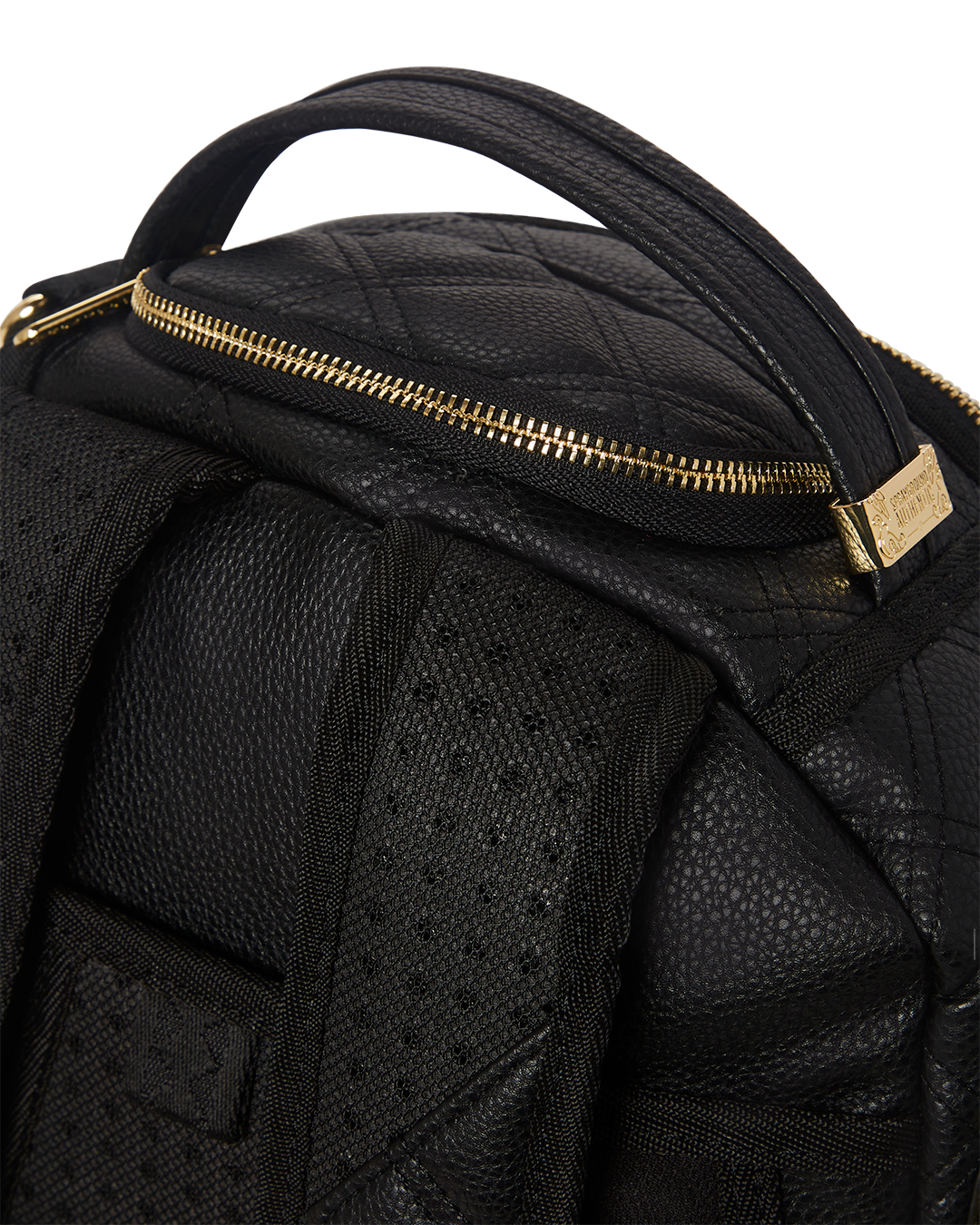 Noir Quilt Gold Chain Shark Backpack (Dlxv) - Image 12