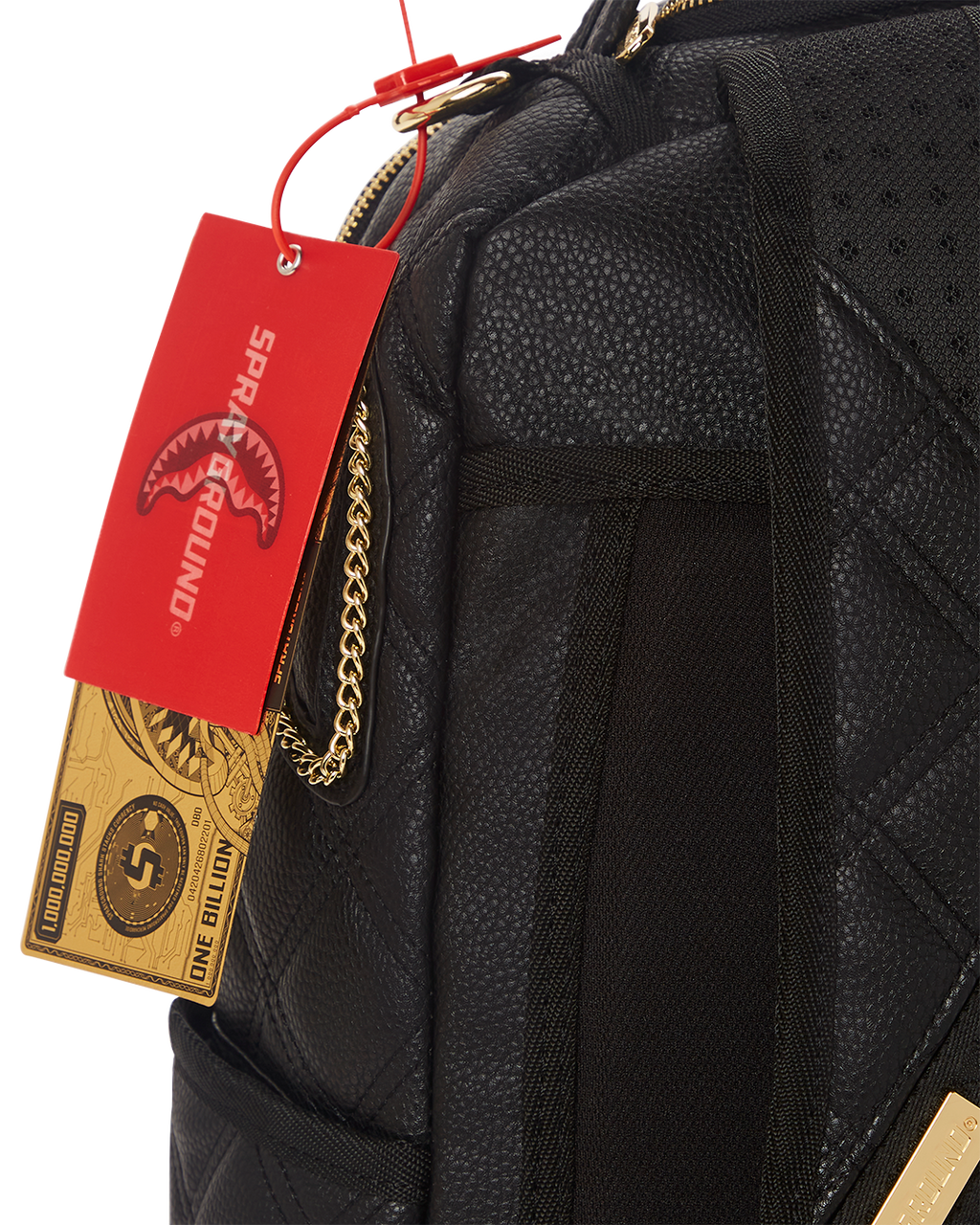 Noir Quilt Gold Chain Shark Backpack (Dlxv) - Image 13