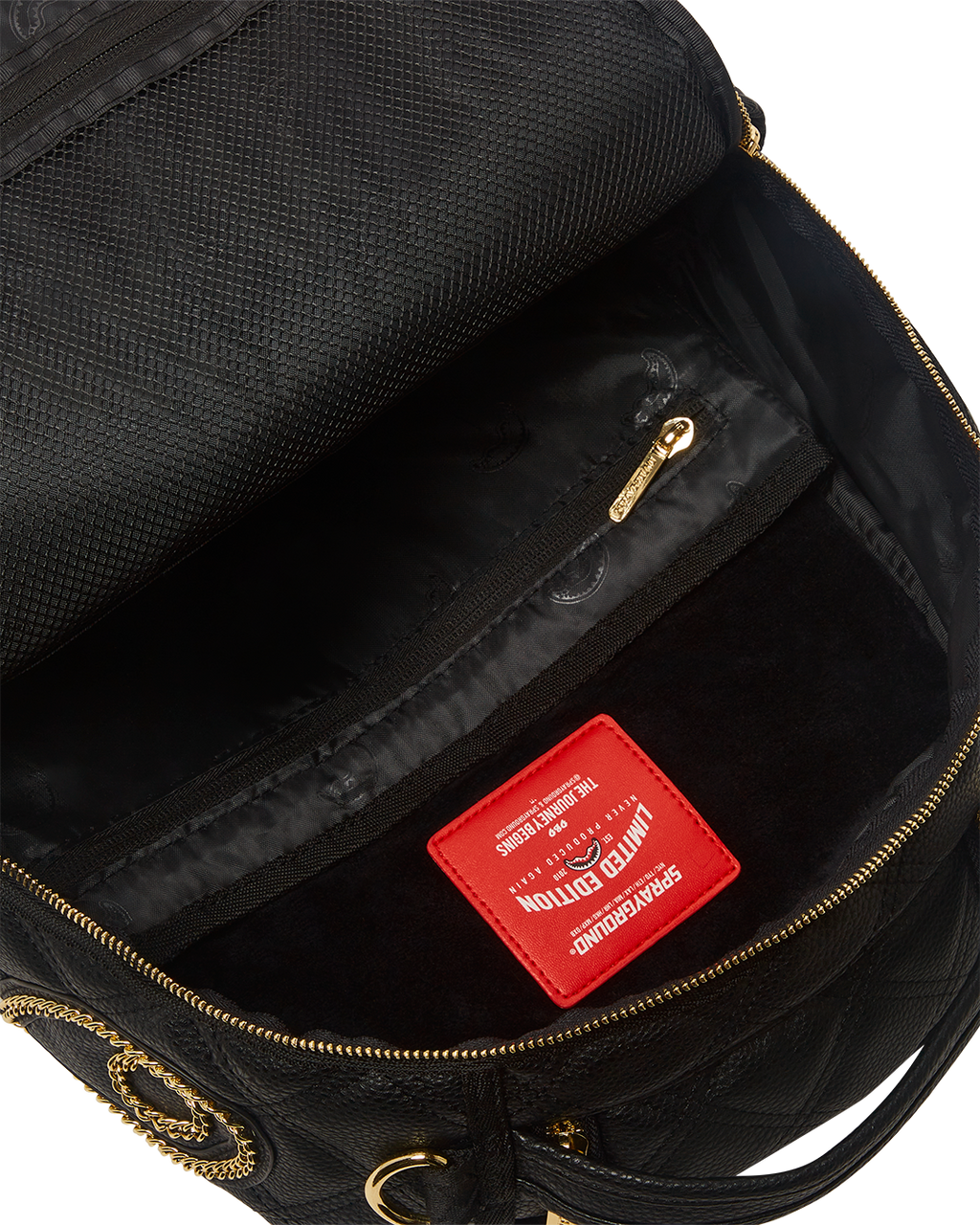 Noir Quilt Gold Chain Shark Backpack (Dlxv) - Image 14