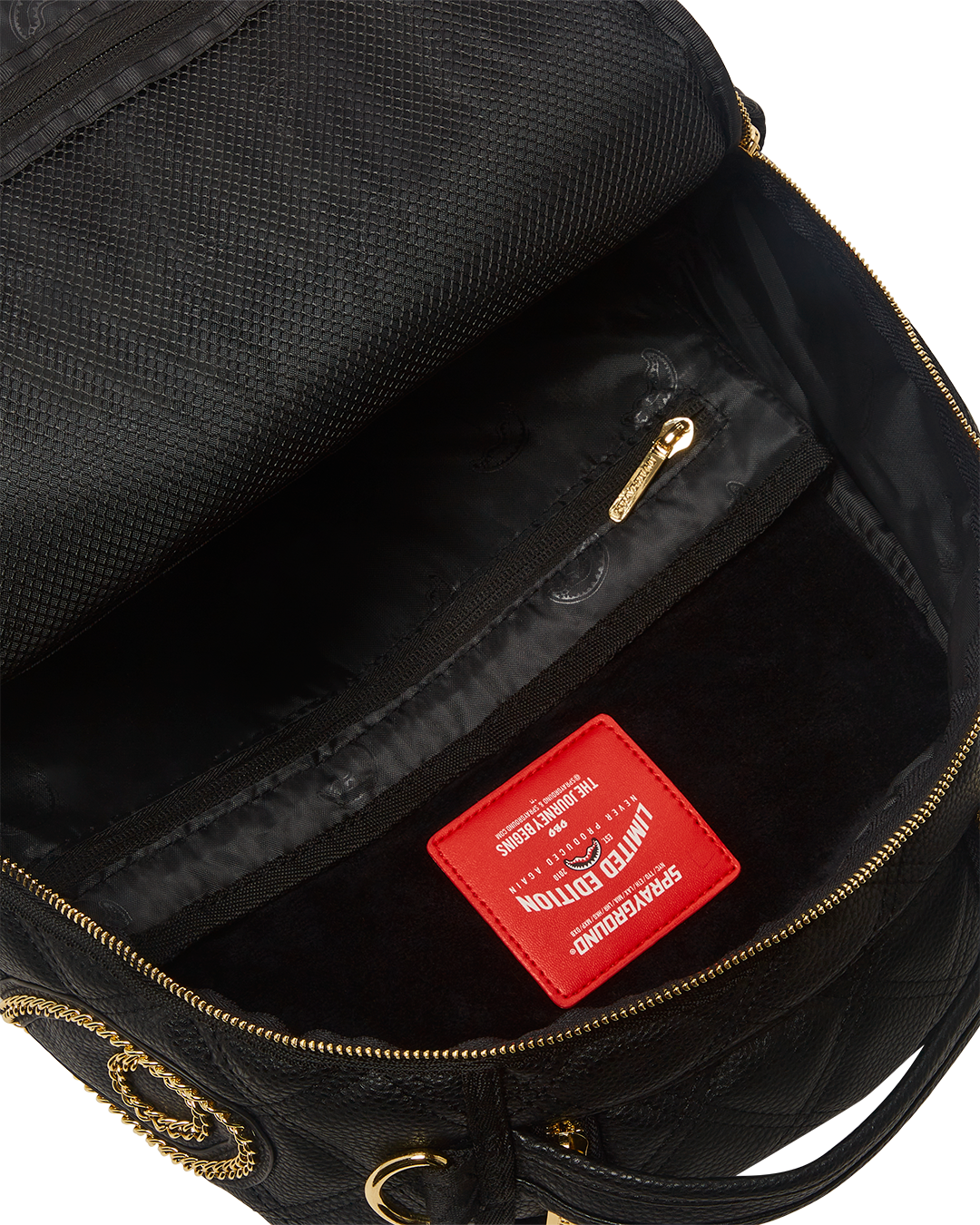 Noir Quilt Gold Chain Shark Backpack (Dlxv) - Image 14
