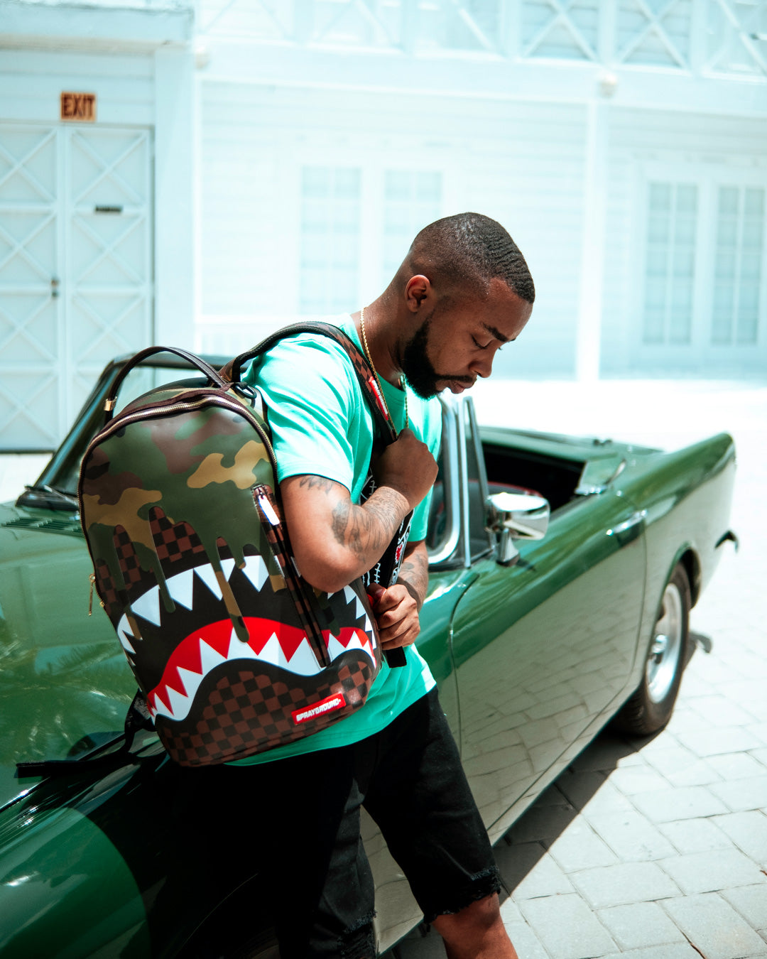 Camo Drip Sharks in Paris Backpack (Dlxv) - Image 4