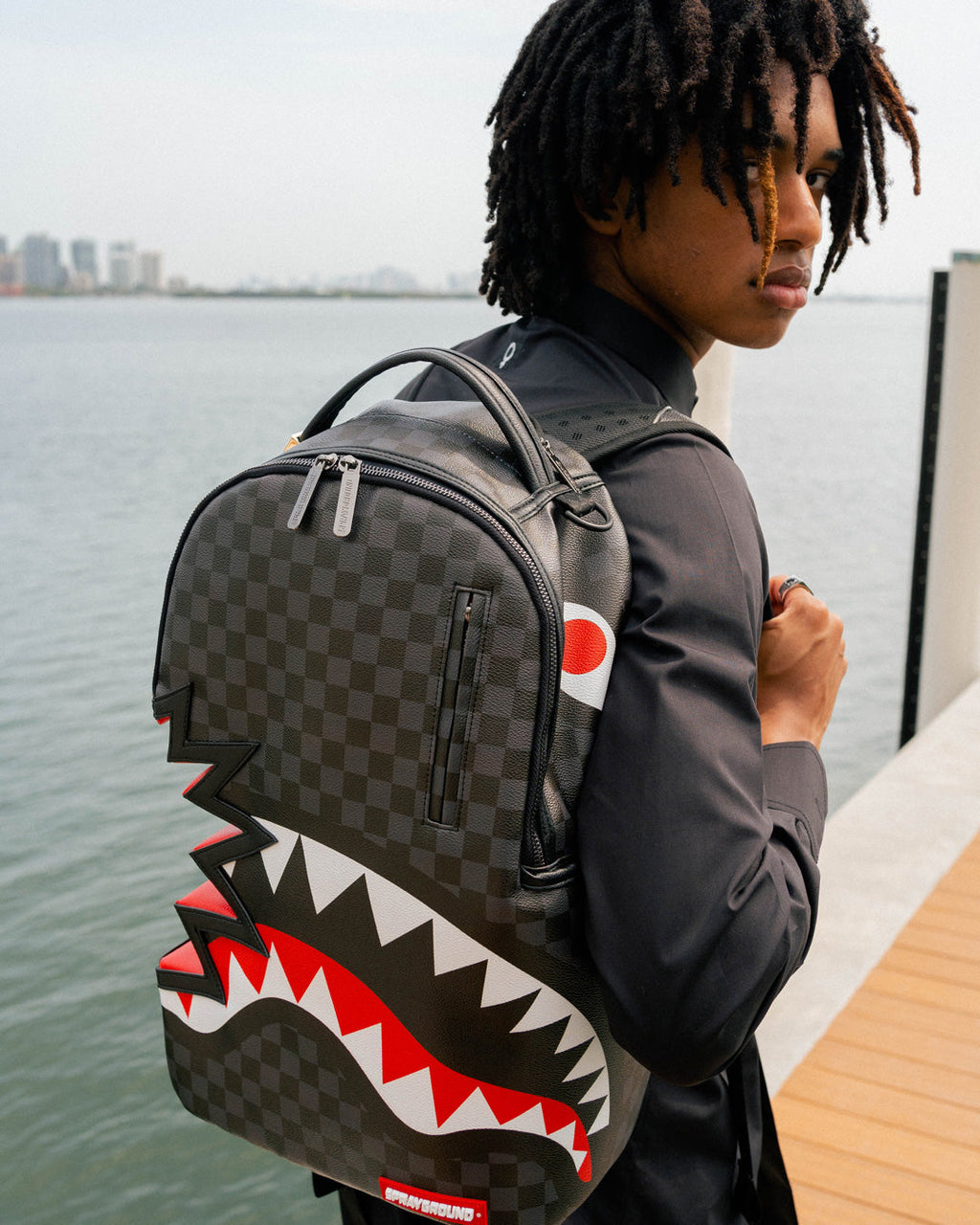 Shark Bite Sharks in Paris Gray Backpack (Dlxv) - Image 12
