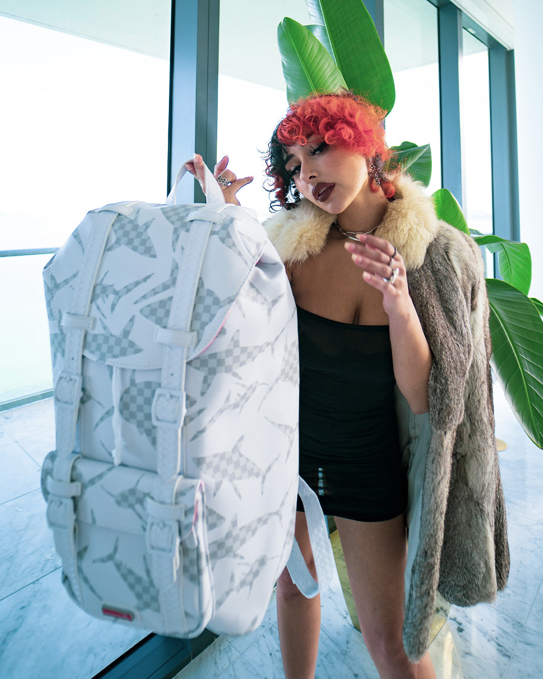 Shark Check (White) Hills Backpack - Image 2