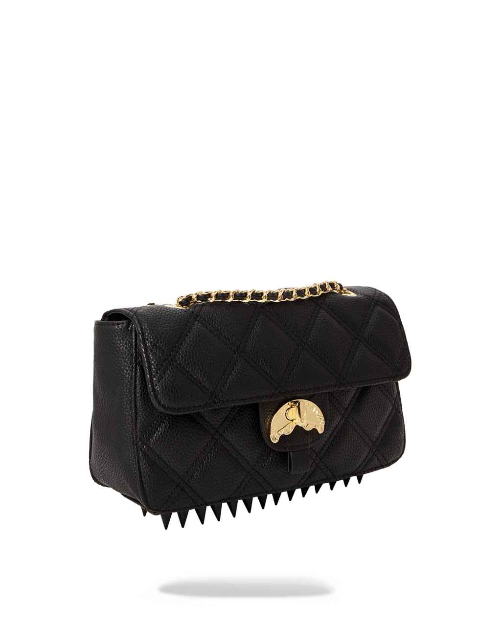 Noir Quilt Gold Chain Shark Handbag - Image 3
