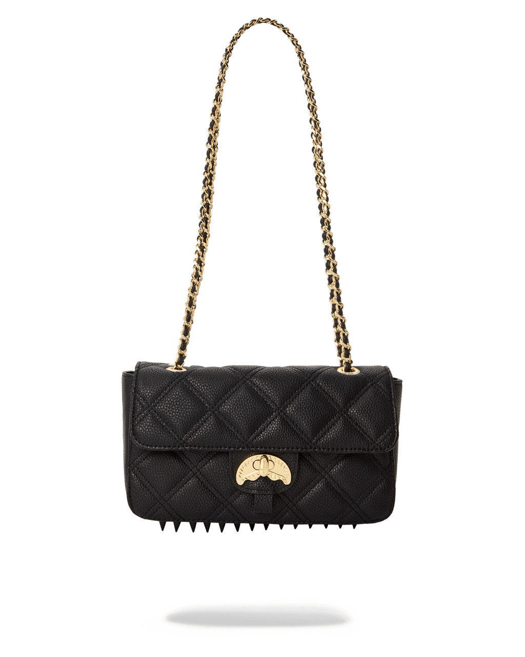 Noir Quilt Gold Chain Shark Handbag - Image 7
