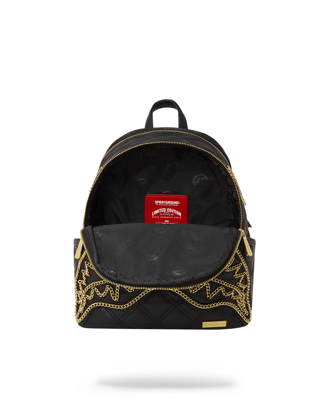 Noir Quilt Gold Chain Shark Savage Backpack - Image 7
