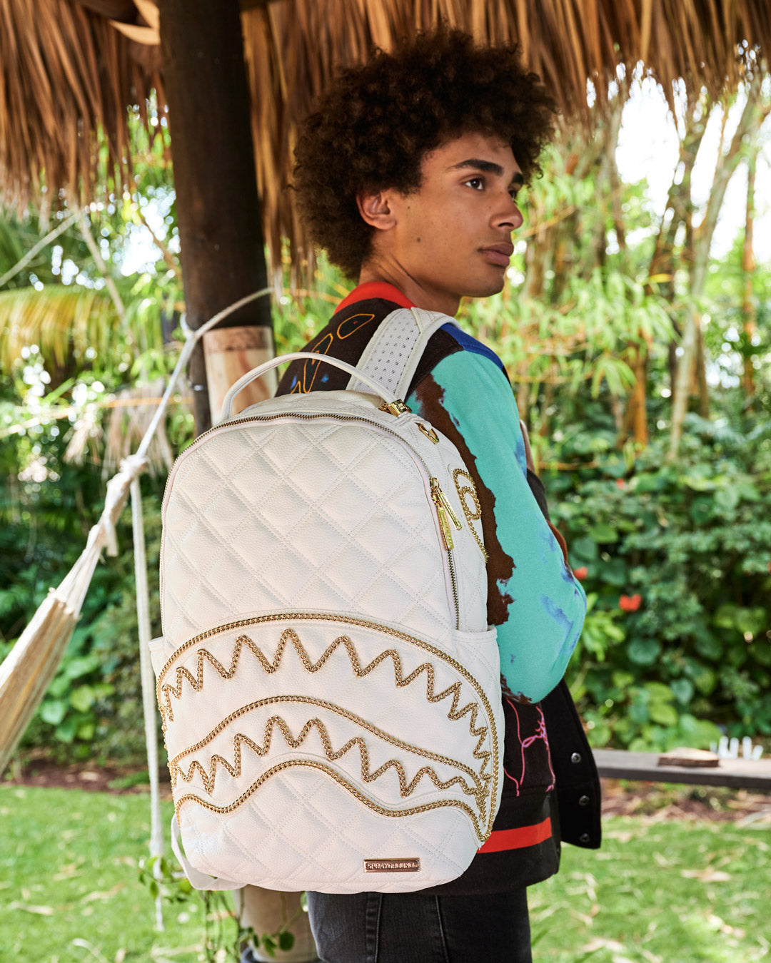 Riviera Le Blanc Gold Chain Shark Backpack (Dlxv) - Image 2