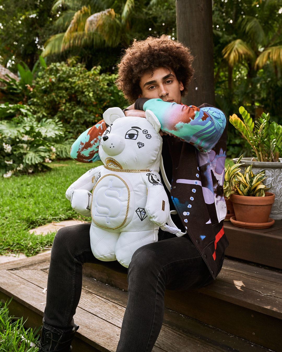 Riviera Le Blanc Gold Chain Moneybear Teddybear Backpack - Image 4