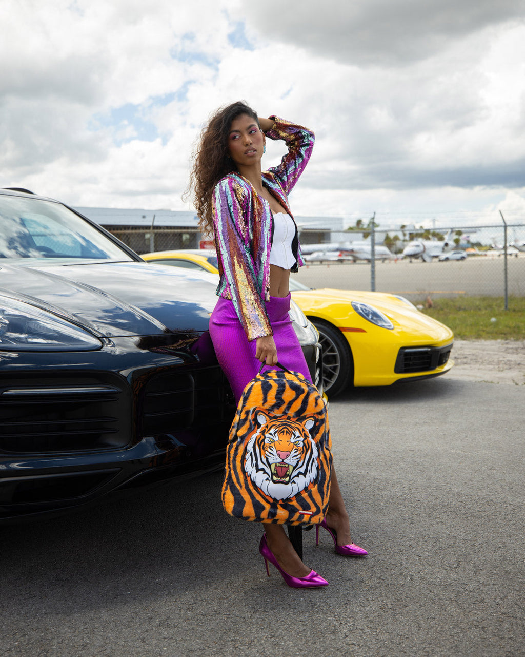 Tiger Cozy Velour Fur Backpack - Image 2